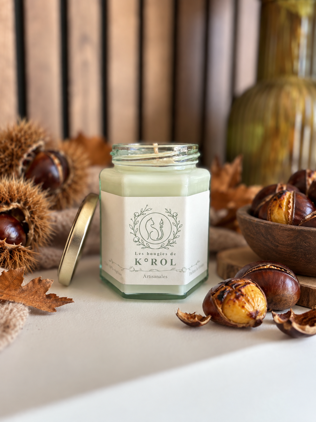 Bougie artisanale K°ROL Châtaigne grillée - Les Intemporelles