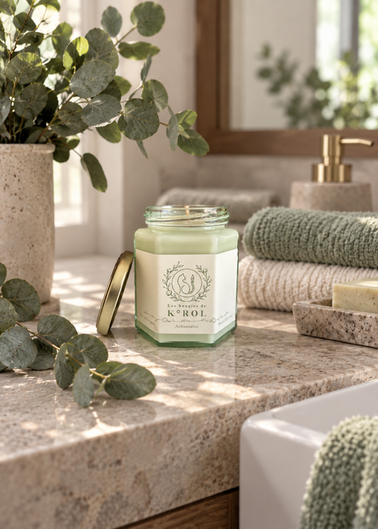 Bougie K°ROL Menthe eucalyptus en ambiance spa